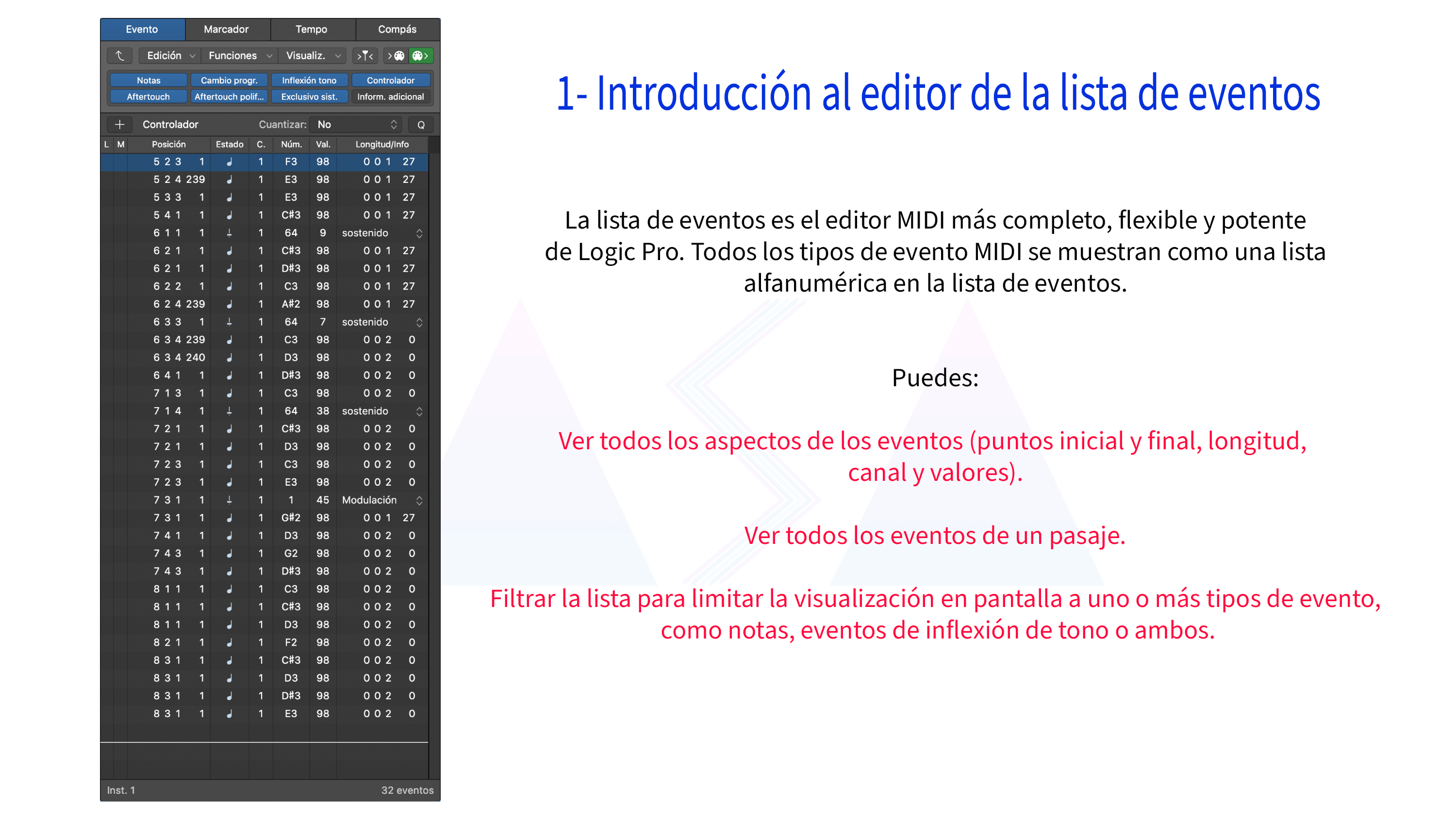 1- Introducción al editor de la lista de eventos