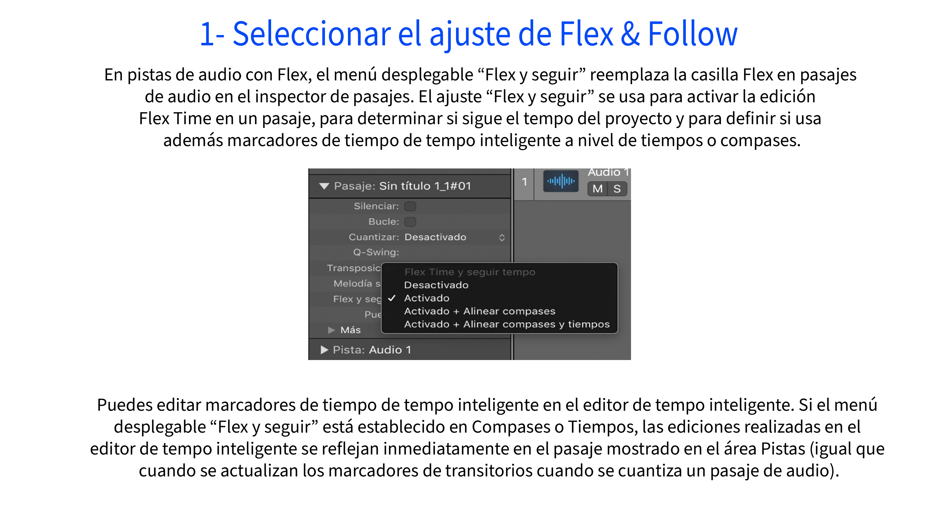 1- Seleccionar el ajuste de Flex & Follow