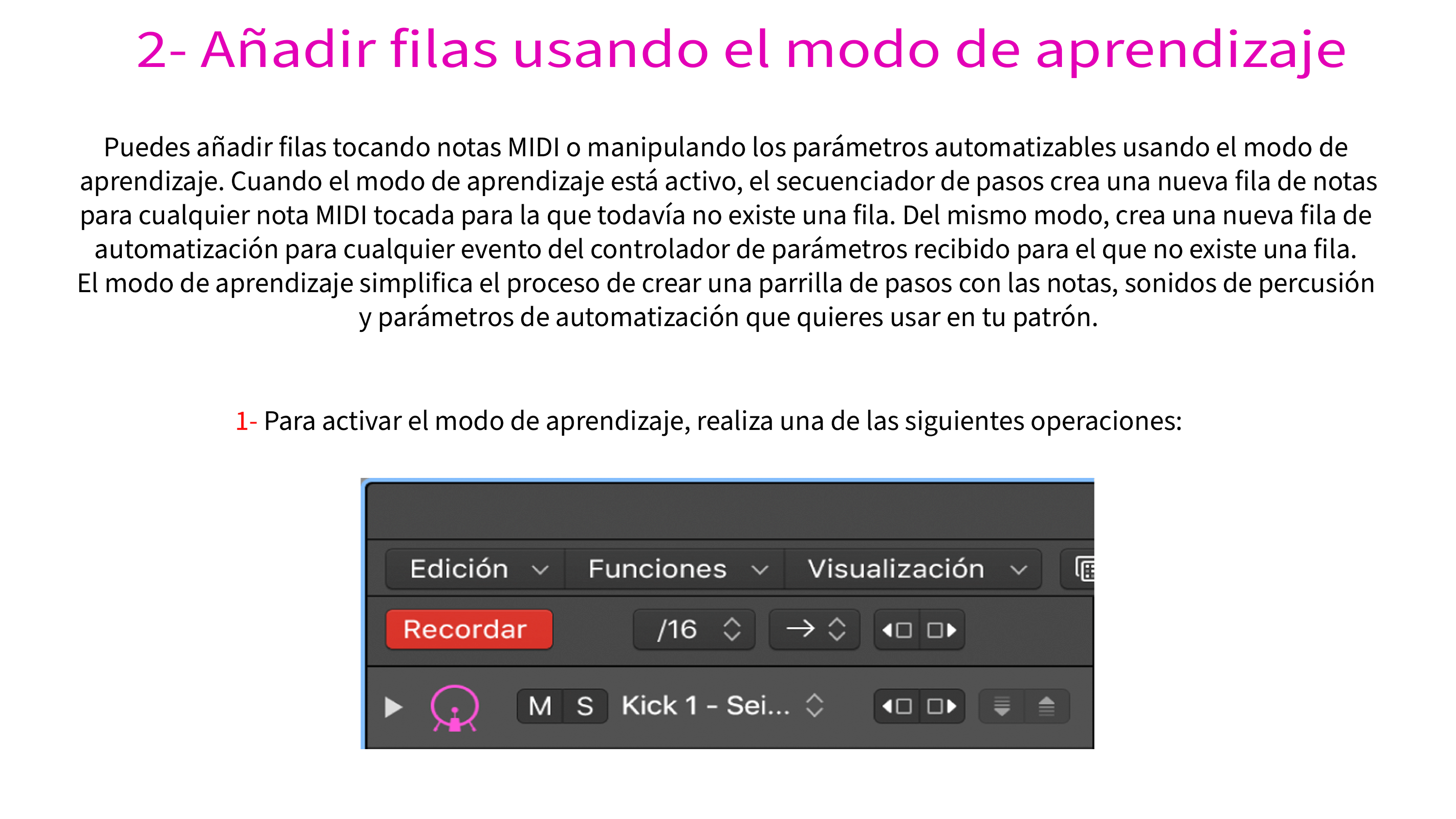 2- Añadir filas usando el modo de aprendizaje