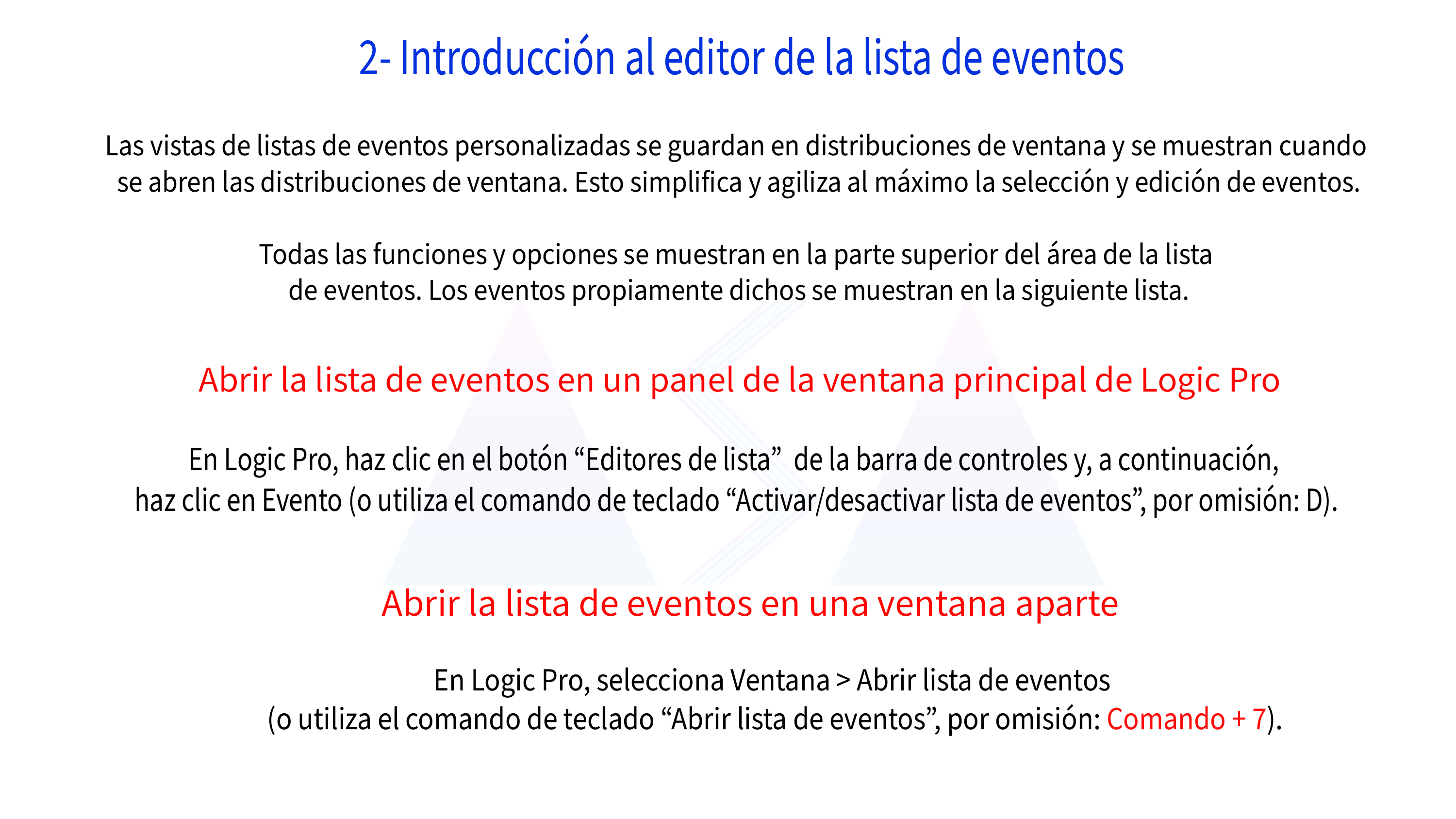 2- Introducción al editor de la lista de eventos