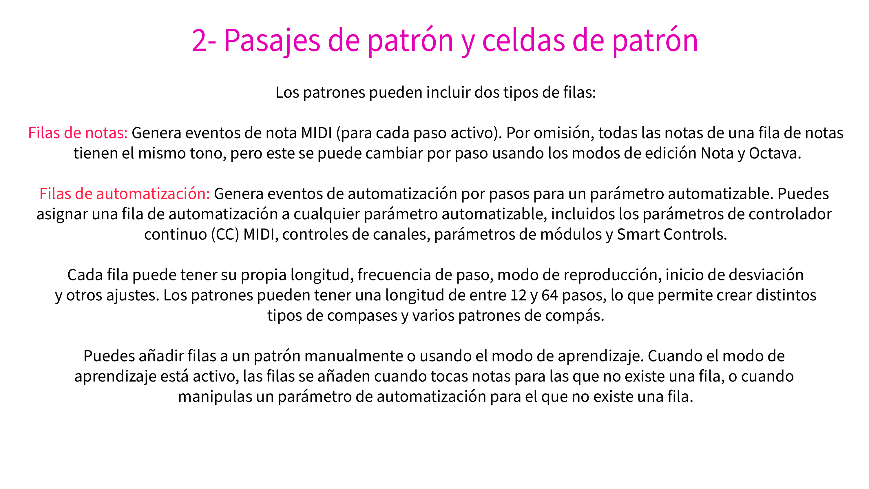 2- Pasajes de patrón y celdas de patrón