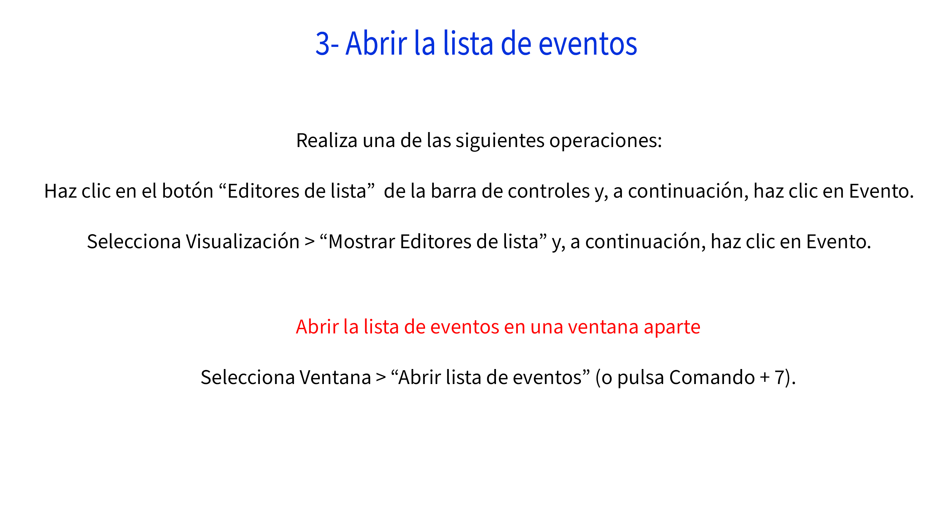 3- Abrir la lista de eventos_