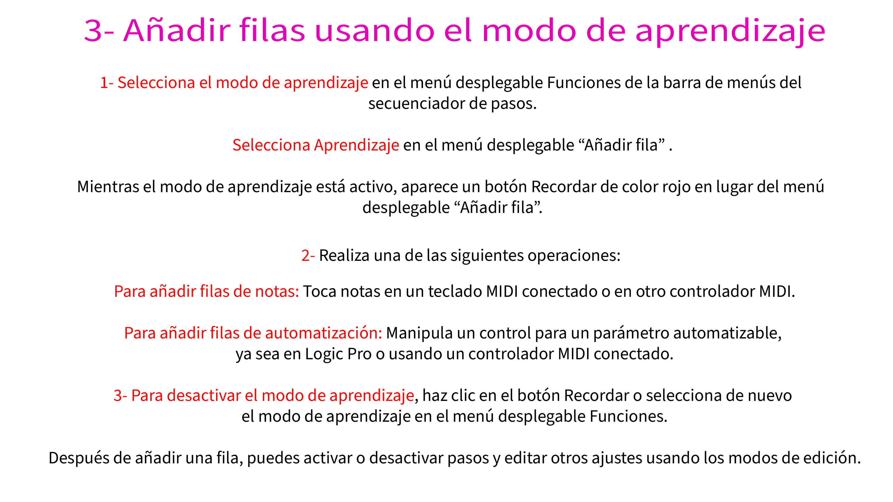 3- Añadir filas usando el modo de aprendizaje