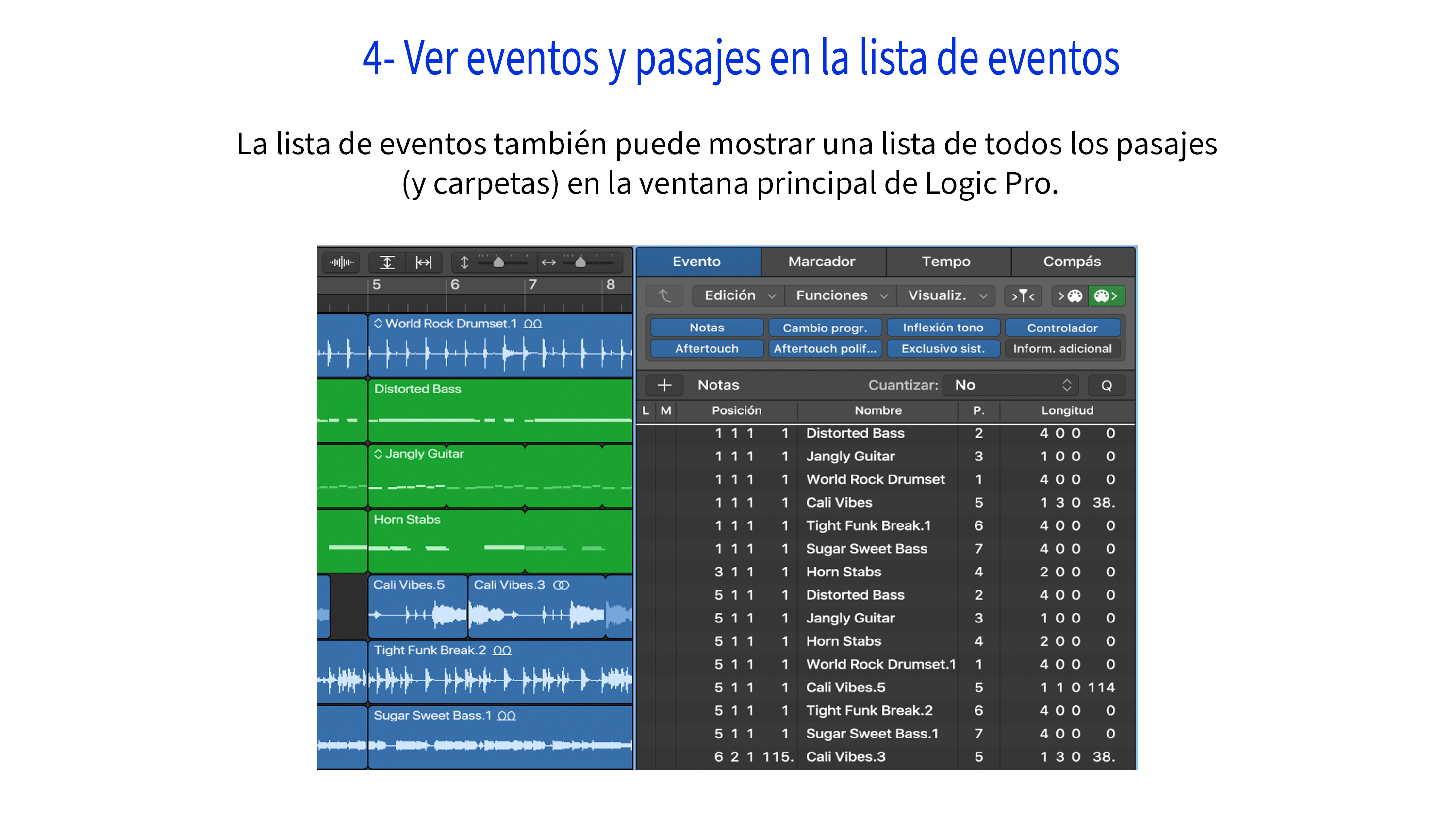 4- Ver eventos y pasajes en la lista de eventos