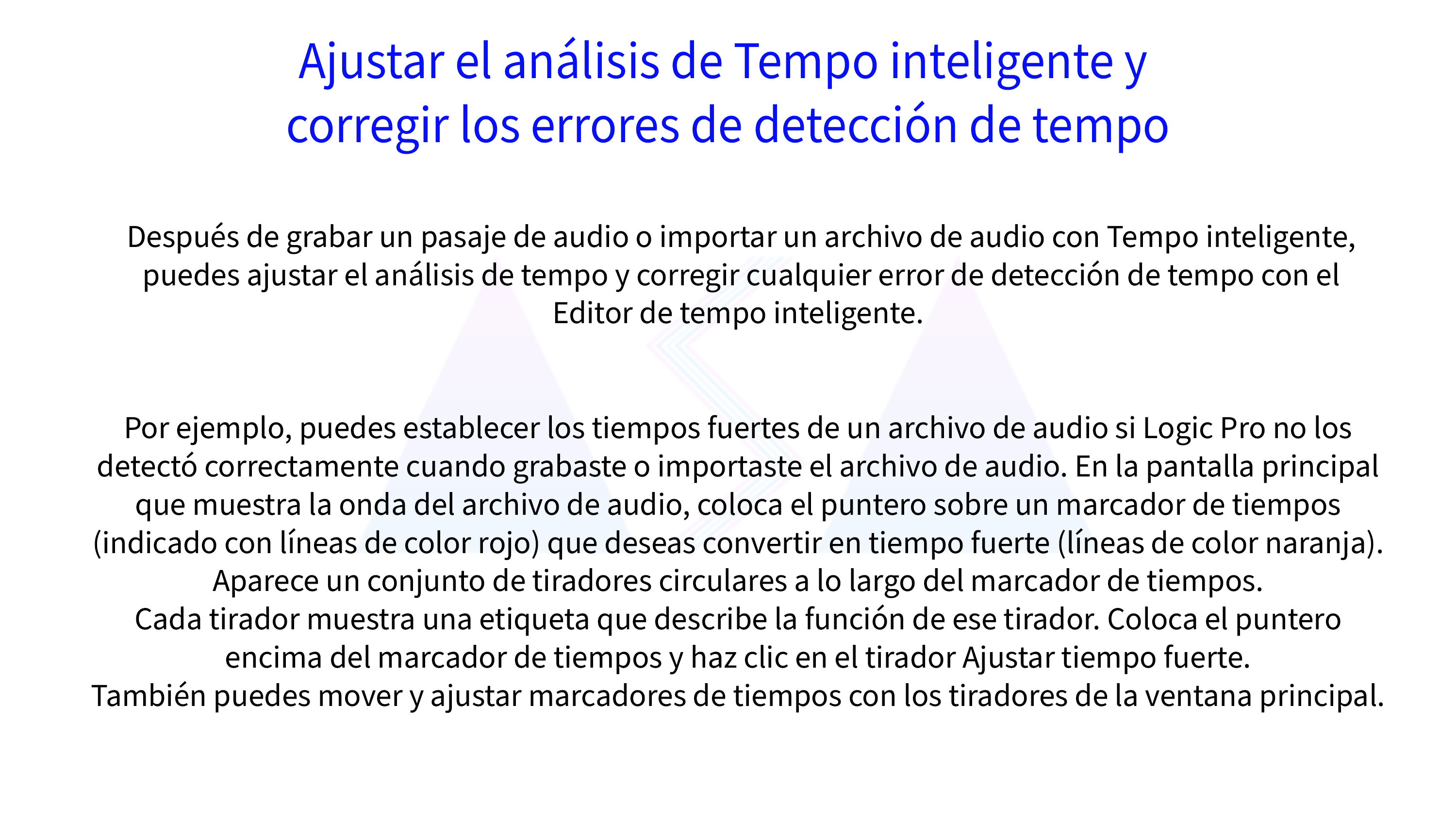 Ajustar el análisis de Tempo inteligente y corregir los errores de detección de tempo