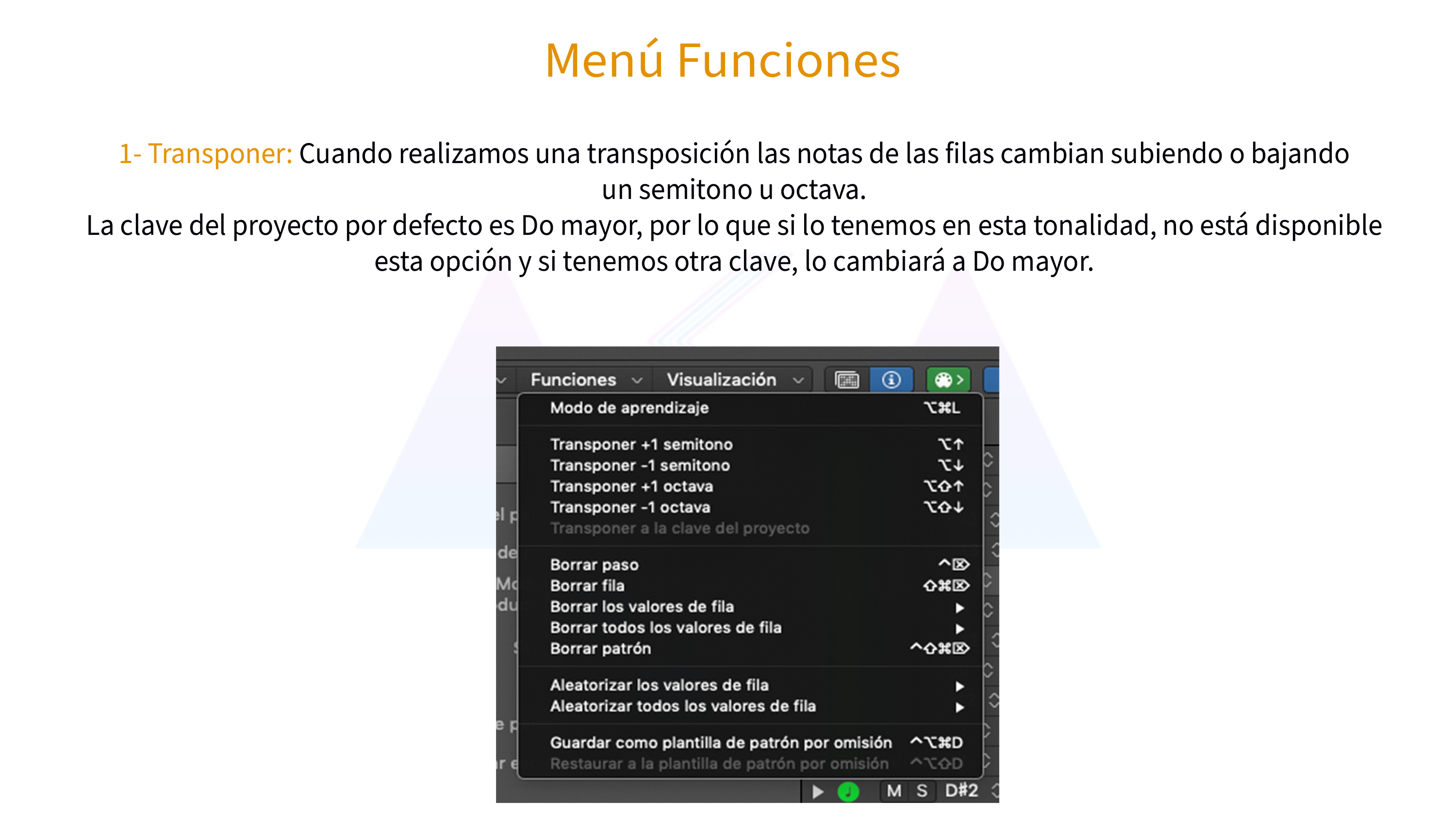 Menú Funciones