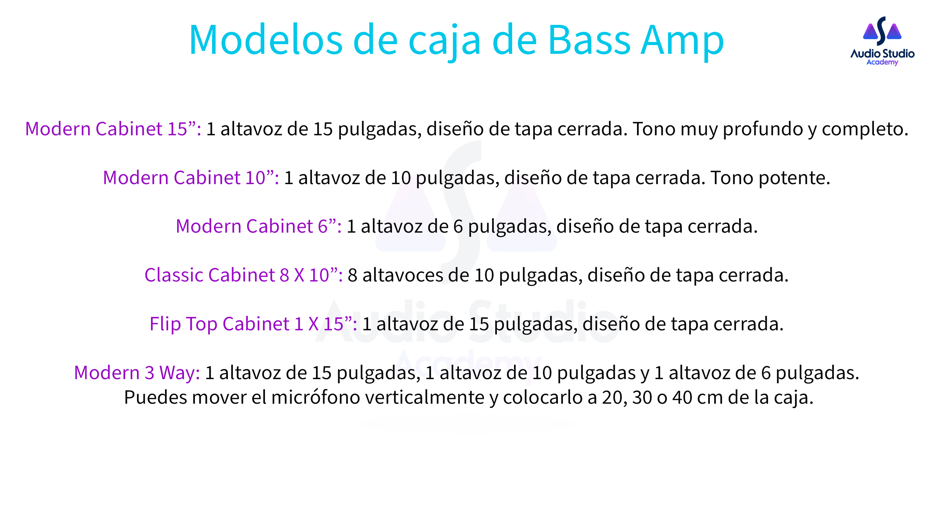 Modelos de caja de Bass Amp