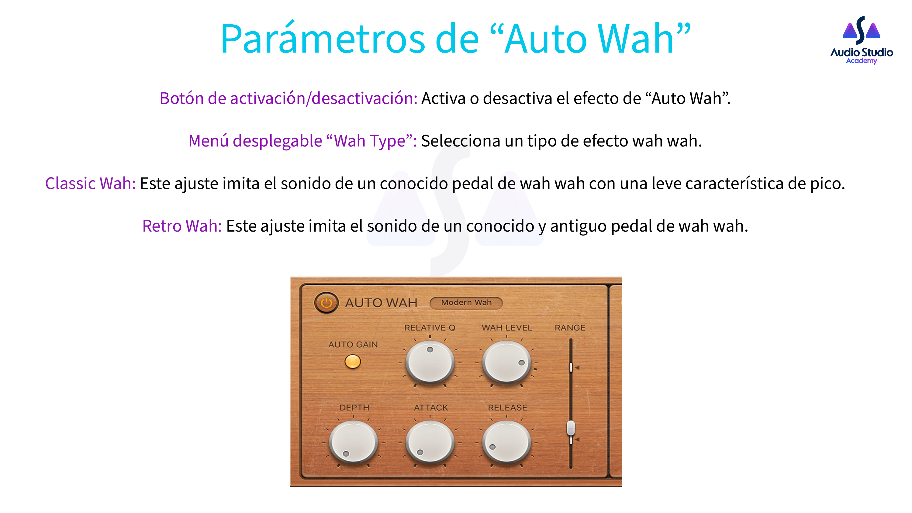 Parámetros de “Auto Wah”