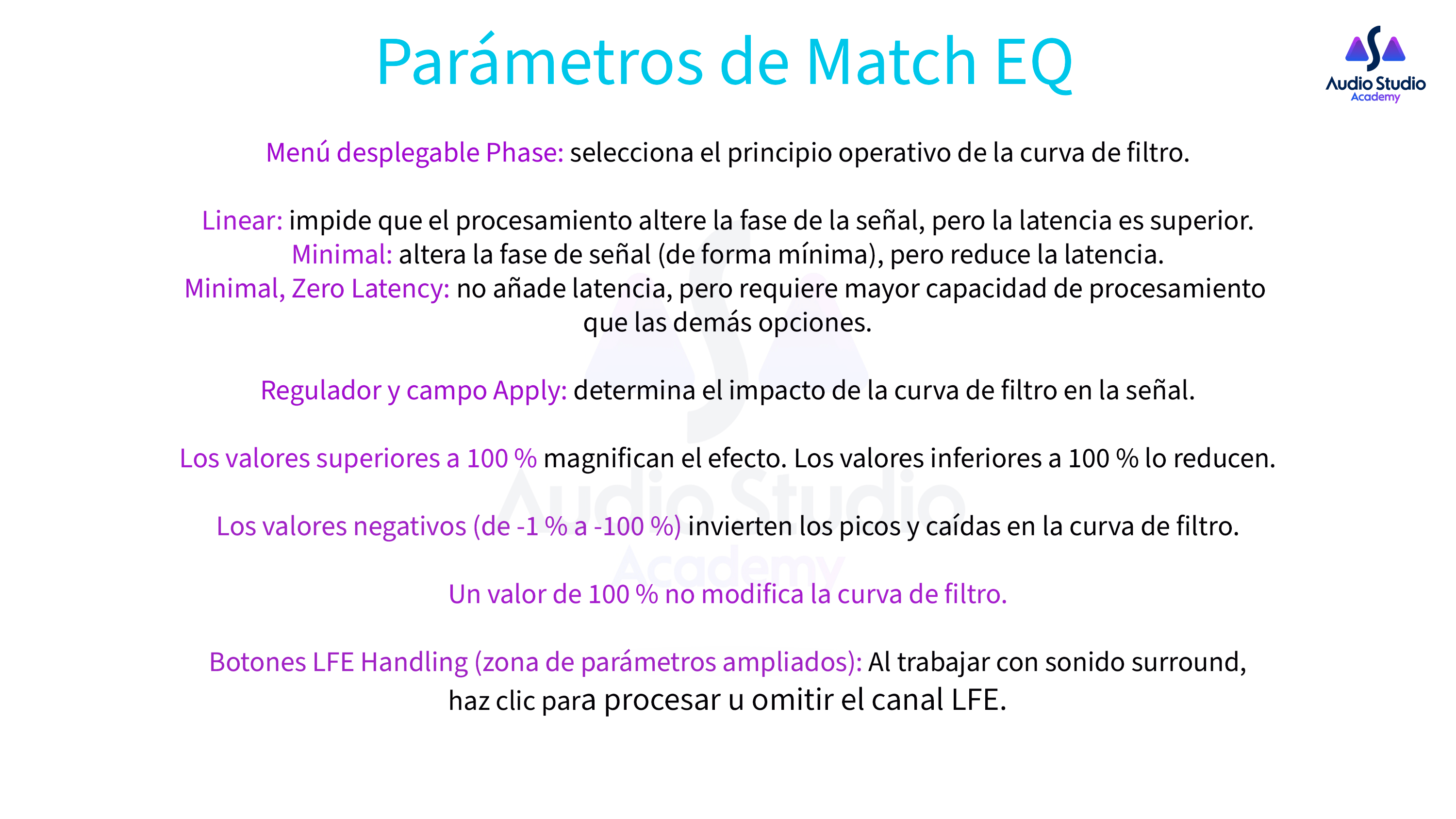 Parámetros de Match EQ 07
