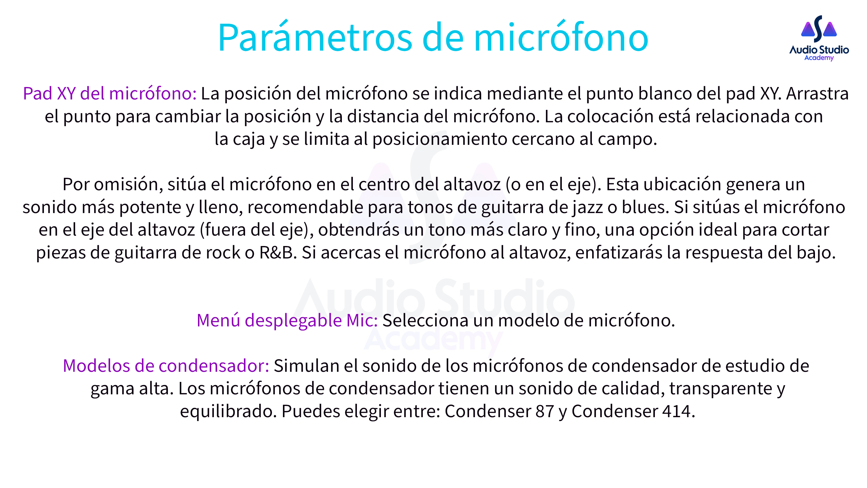 Parámetros de micrófono