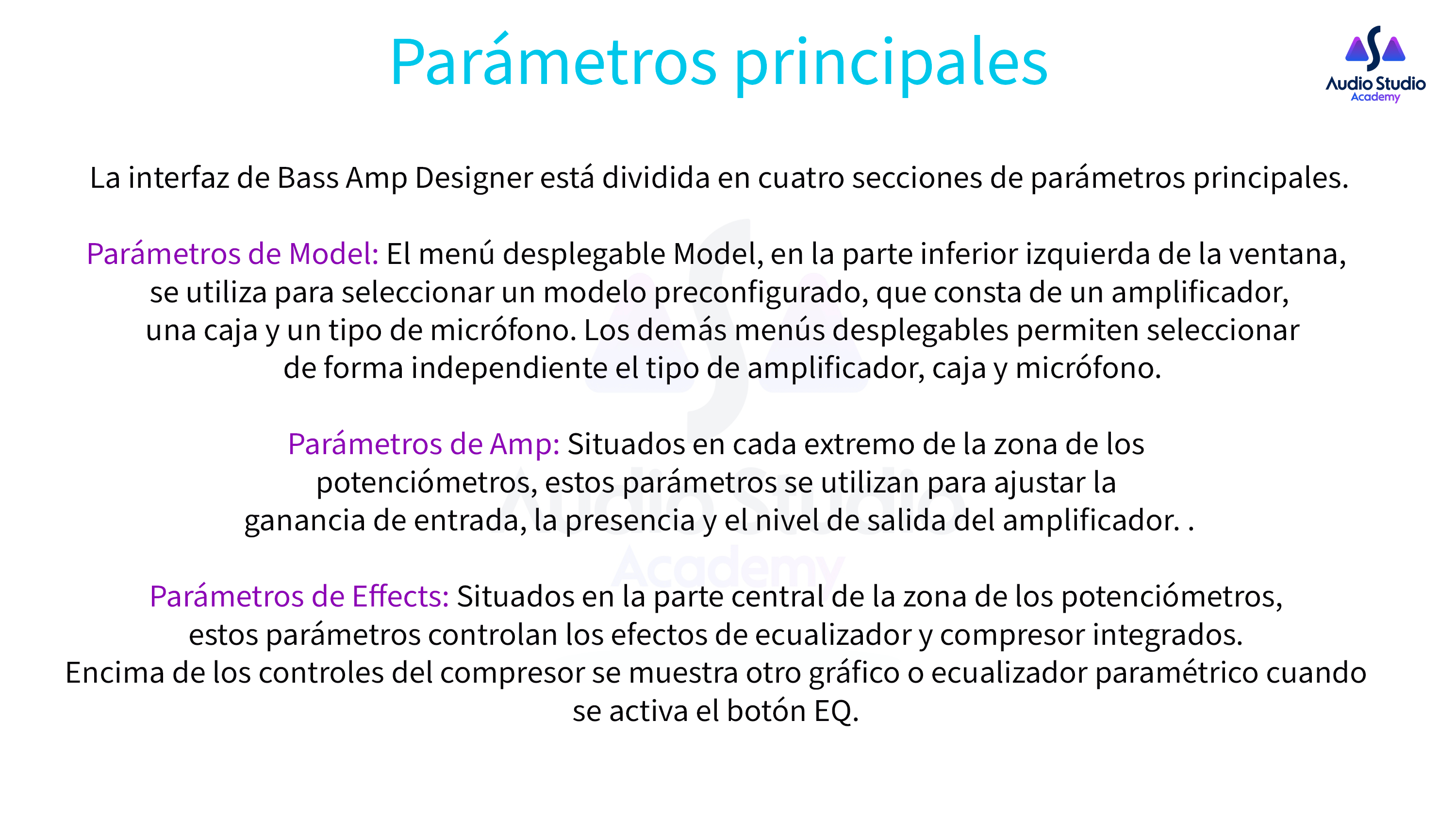Parámetros principales