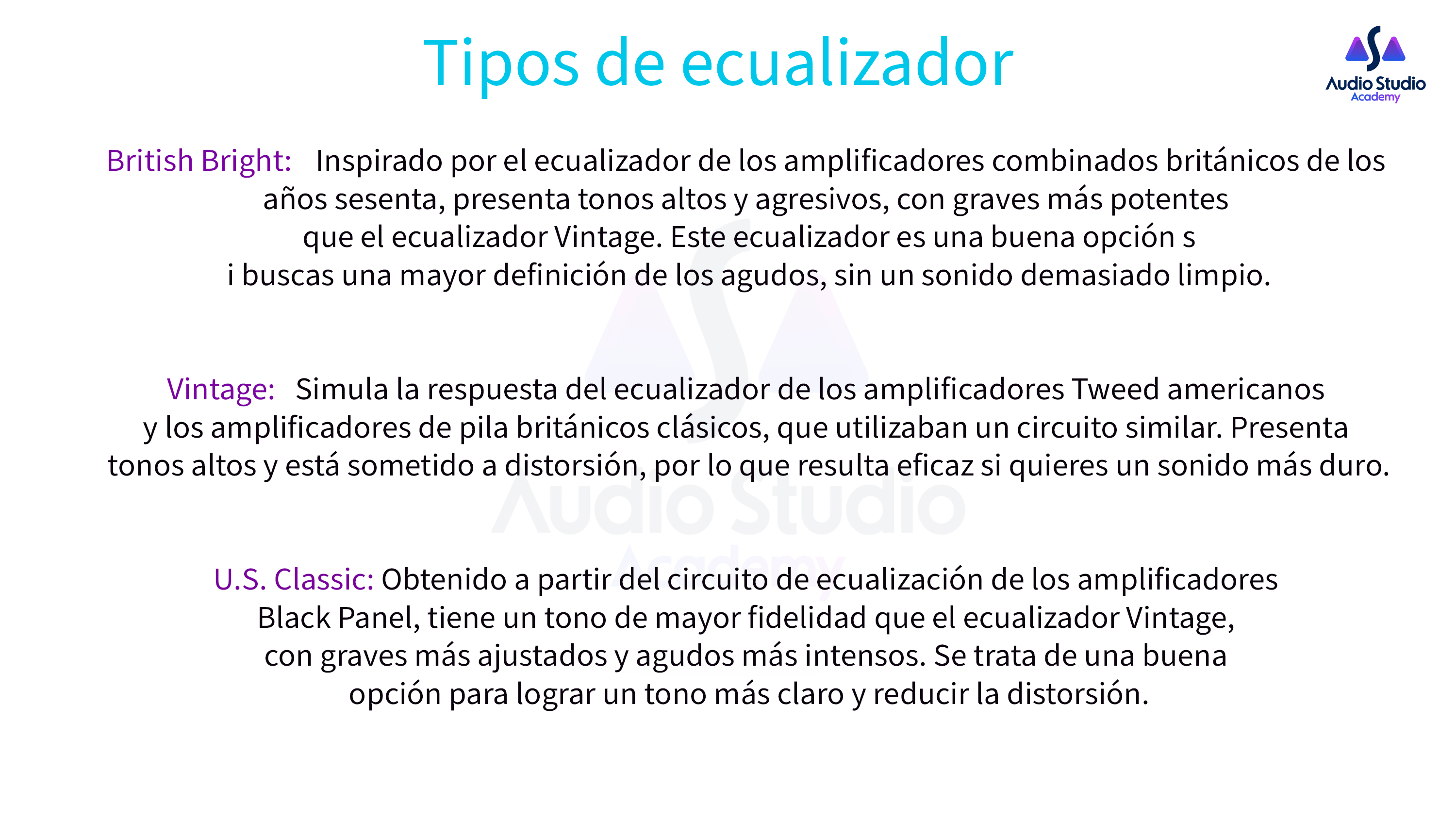 Tipos de ecualizador