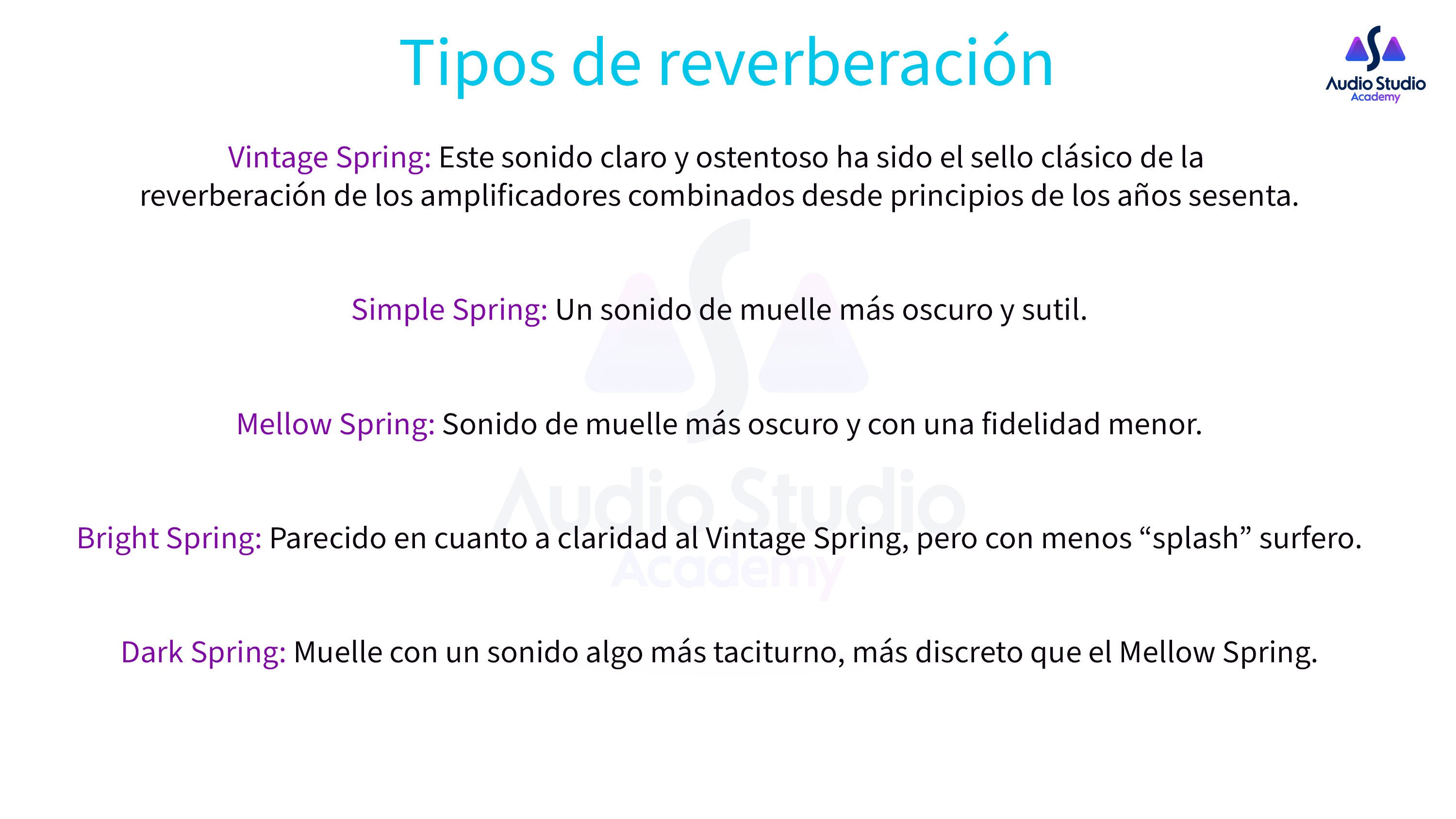 Tipos de reverberación