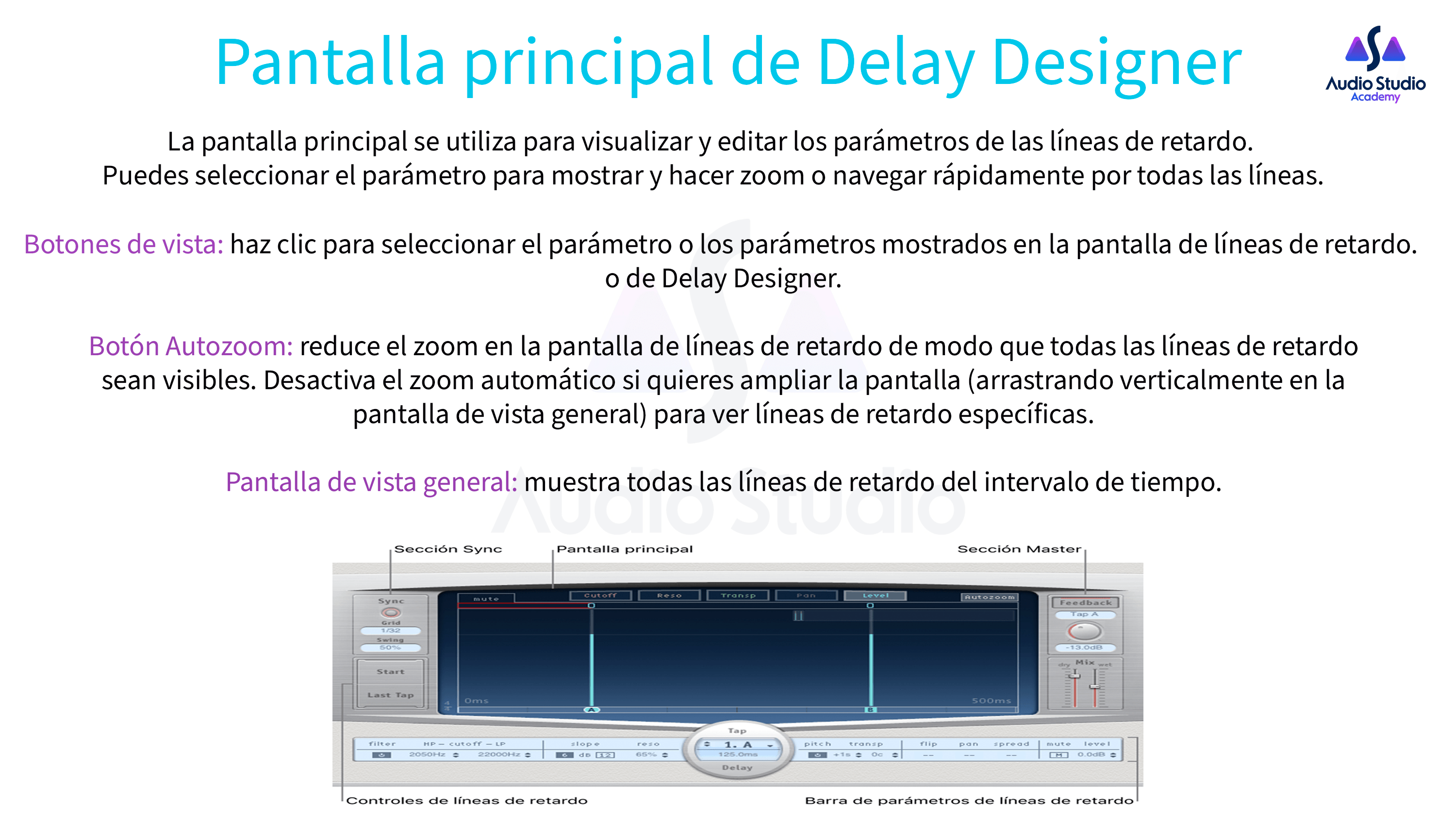 Pantalla principal de Delay Designer