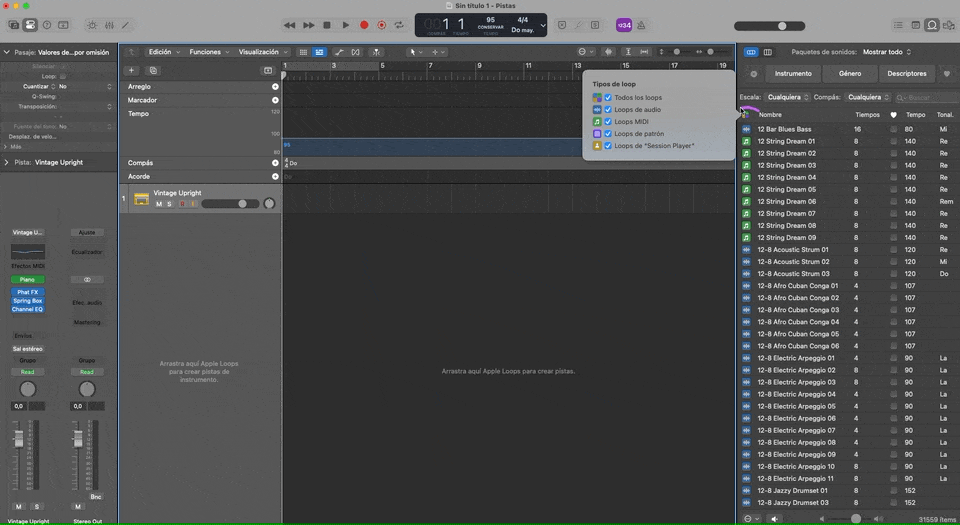 Crear pista con Loop session